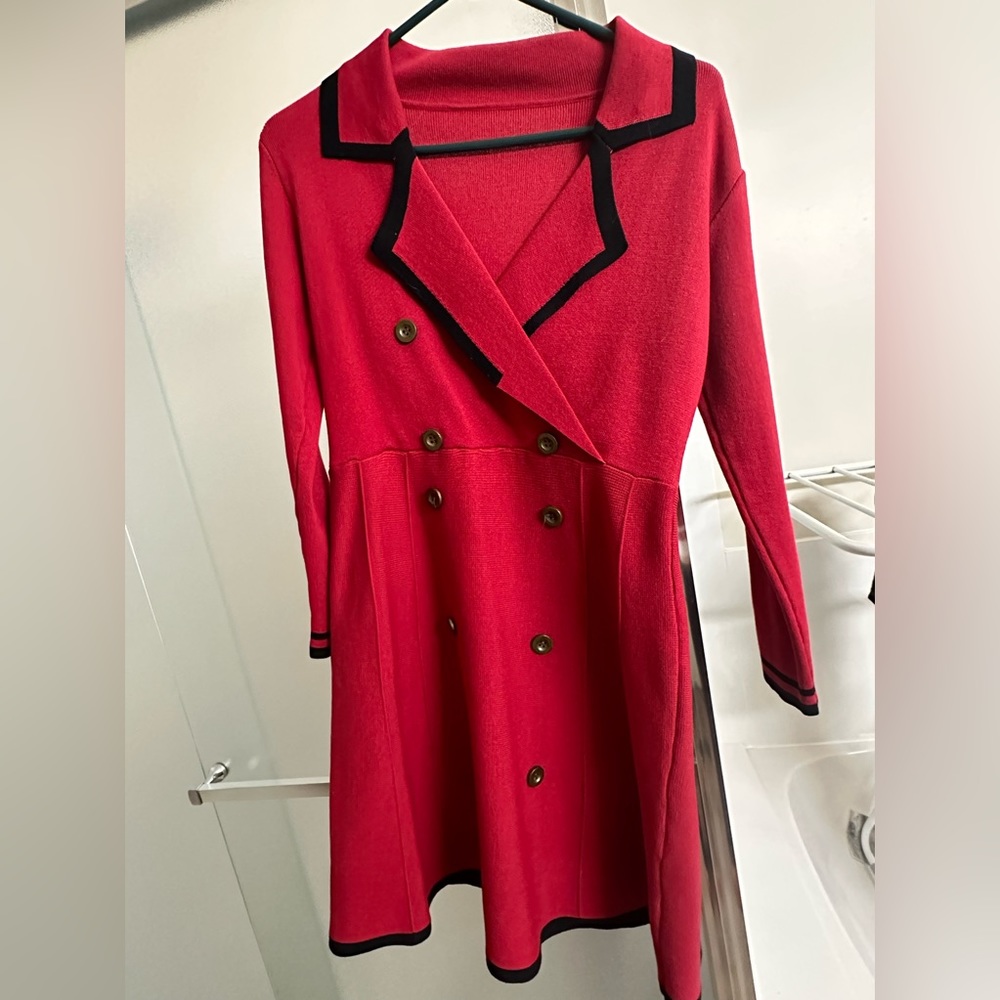 Red knit vintage style sweater dress